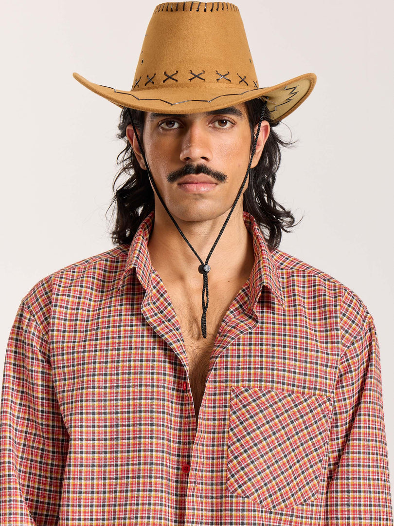 Red & Black Checkered Oversized Cropped Shirt