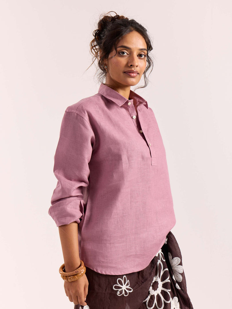 Dusty Rose Linen Pullover