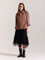 Load image into Gallery viewer, Rust Orange Checkered Oversized Cropped Shirt