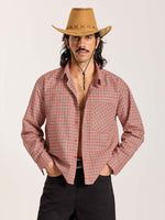 Load image into Gallery viewer, Red &amp; Black Checkered Oversized Cropped Shirt