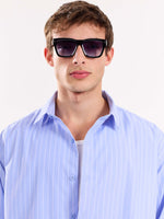 Load image into Gallery viewer, Blue Pinstripe Poplin Cropped Shirt ( Pre-Order )