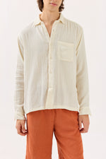 Load image into Gallery viewer, Off White Gauze Holiday Shirt
