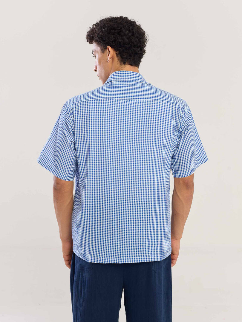 Blue Gingham Seersucker Shirt