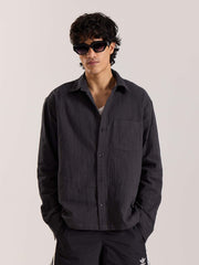 Dark Grey Gauze Holiday Shirt