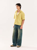 Load image into Gallery viewer, Mustard Checkered Cropped Shirt (Pre-Order)
