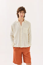 Load image into Gallery viewer, Off White Gauze Holiday Shirt

