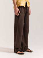 Load image into Gallery viewer, Dark Brown Gauze Pull-on Pants