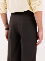 Load image into Gallery viewer, Dark Brown Pinstriped Baggy Fit Trousers
