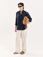 Load image into Gallery viewer, Dark Navy Irish Linen Shirt
