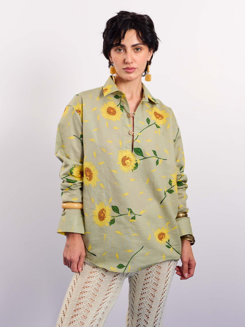 Sunflower Fields Linen Pullover