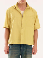 Load image into Gallery viewer, Mustard Checkered Cropped Shirt (Pre-Order)
