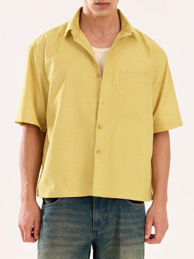 Mustard Checkered Cropped Shirt (Pre-Order)
