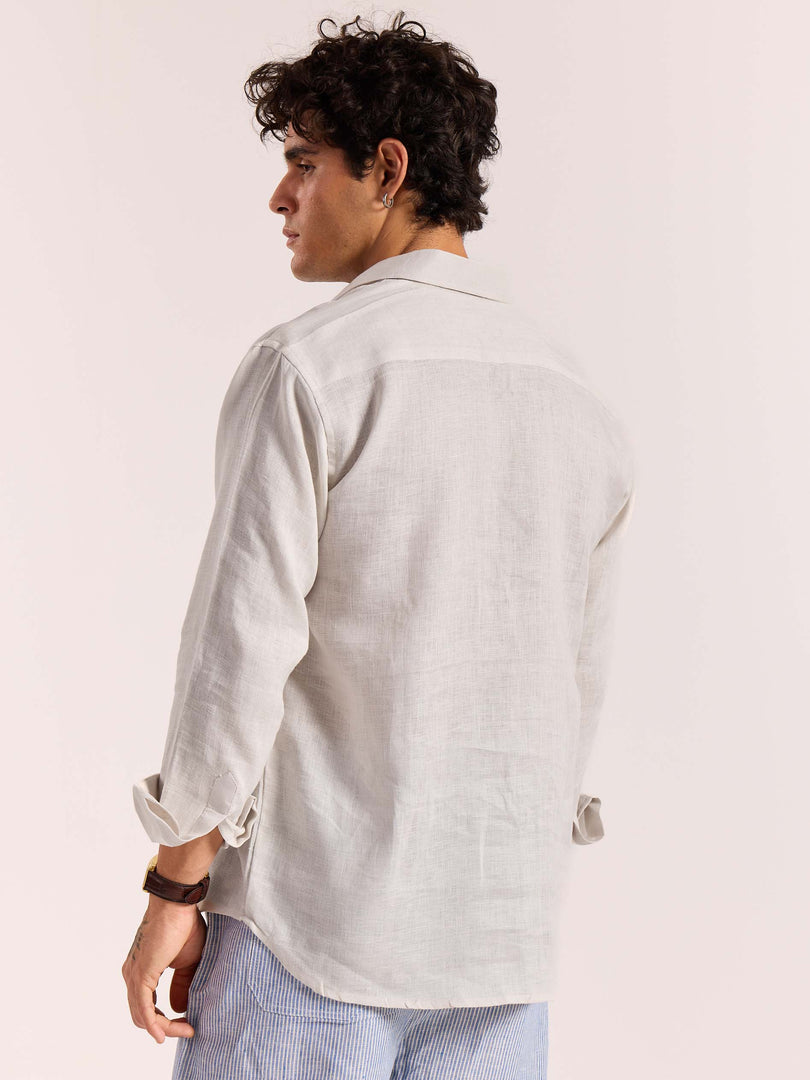 Almond White Linen Pullover
