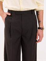 Load image into Gallery viewer, Dark Brown Pinstriped Baggy Fit Trousers
