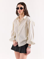 Load image into Gallery viewer, Powder Yellow Striped Poplin Oversized Shirt