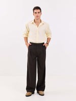 Load image into Gallery viewer, Dark Brown Pinstriped Baggy Fit Trousers
