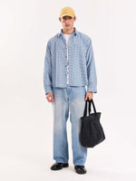 Load image into Gallery viewer, Blue Checkered Oversized Cropped Shirt