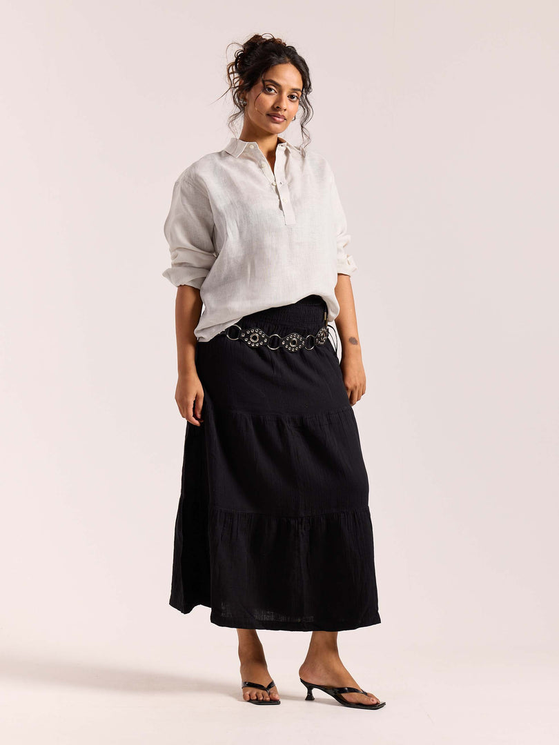 Almond White Linen Pullover