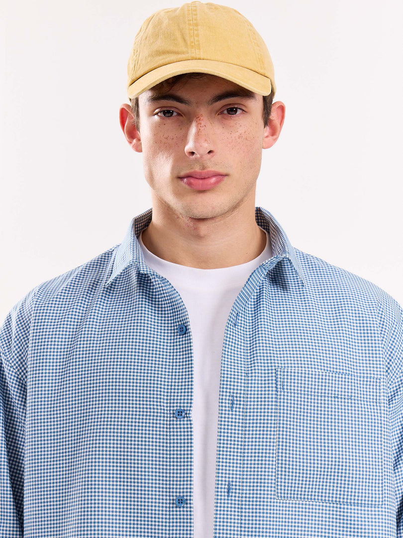 Blue Checkered Oversized Cropped Shirt