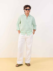 Relaxed Fit Green Striped Shirt