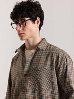 Load image into Gallery viewer, Brown Checkered Oversized Cropped Shirt