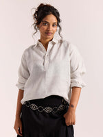 Load image into Gallery viewer, Almond White Linen Pullover
