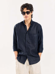 Dark Navy Irish Linen Shirt