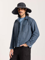 Load image into Gallery viewer, Blue &amp; Grey Checkered Oversized Cropped Shirt