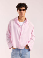 Load image into Gallery viewer, Light Pink Linen Cropped Shirt  ( Pre-Order )