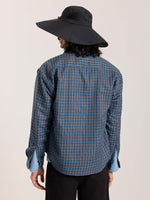 Load image into Gallery viewer, Blue &amp; Grey Checkered Oversized Cropped Shirt