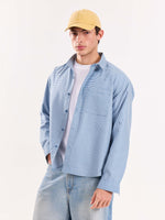 Load image into Gallery viewer, Blue Checkered Oversized Cropped Shirt