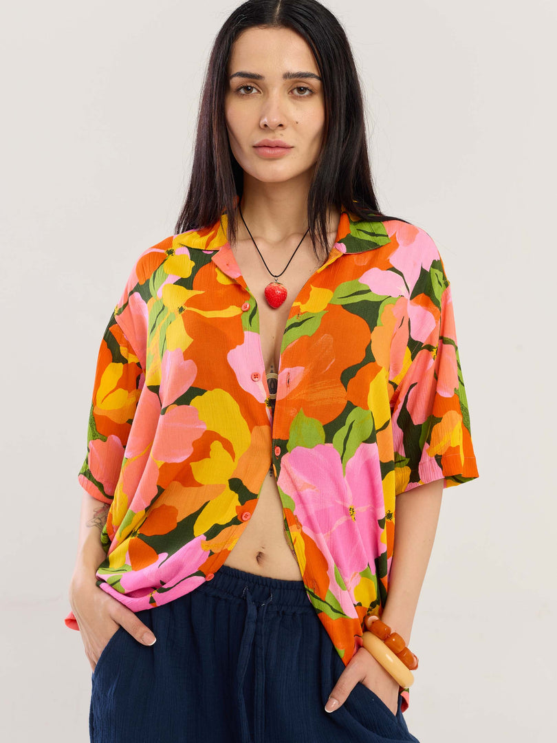 Citrus Bloom Wrinkled Shirt