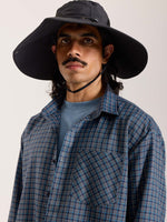 Load image into Gallery viewer, Blue &amp; Grey Checkered Oversized Cropped Shirt