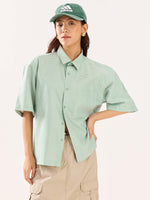 Load image into Gallery viewer, Green Checkered Cropped Shirt (Pre-Order)
