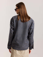 Load image into Gallery viewer, Dark Blue &amp; Beige Checkered Oversized Cropped Shirt