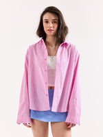 Load image into Gallery viewer, Pink Striped Poplin Oversized Shirt