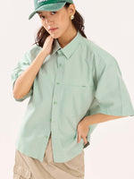 Load image into Gallery viewer, Green Checkered Cropped Shirt (Pre-Order)
