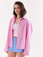 Load image into Gallery viewer, Pink Striped Poplin Oversized Shirt