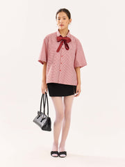 Red Checkered Cropped Shirt ( Pre-Order )