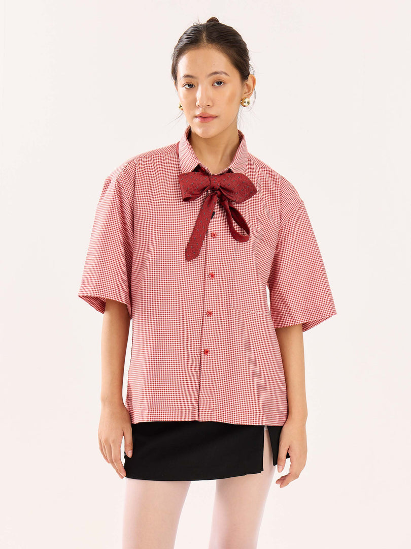 Red Checkered Cropped Shirt (Pre-Order)
