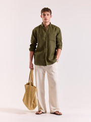 Olive Irish Linen Shirt