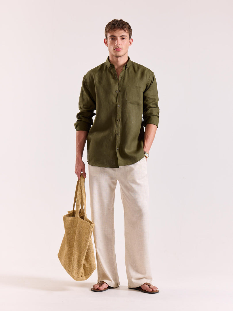 Olive Irish Linen Shirt