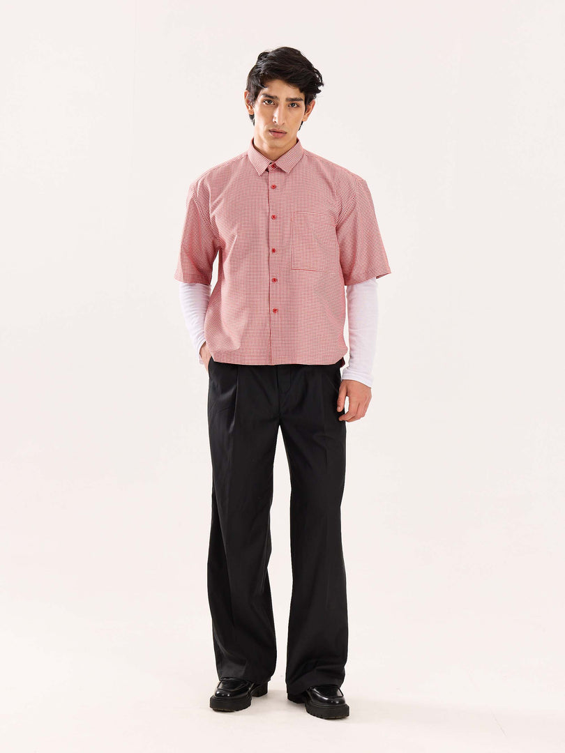 Red Checkered Cropped Shirt (Pre-Order)