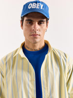 Load image into Gallery viewer, Butter Yellow &amp; Blue Striped Poplin Oversized Shirt