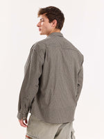 Load image into Gallery viewer, Black &amp; Beige Checkered Cropped Shirt