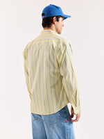 Load image into Gallery viewer, Butter Yellow &amp; Blue Striped Poplin Oversized Shirt