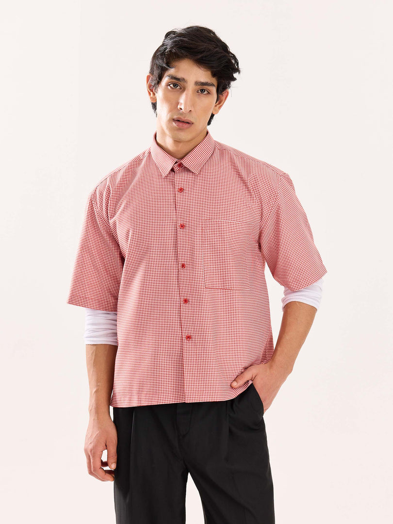Red Checkered Cropped Shirt (Pre-Order)