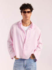 Light Pink Linen Cropped Shirt