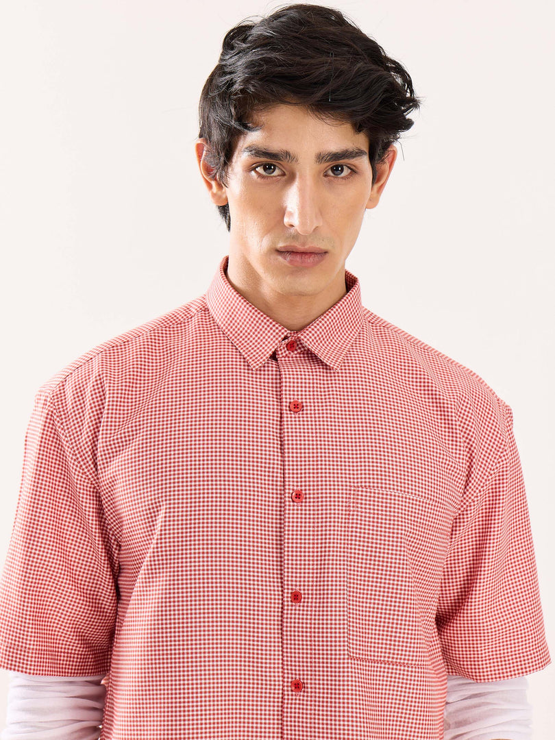 Red Checkered Cropped Shirt (Pre-Order)