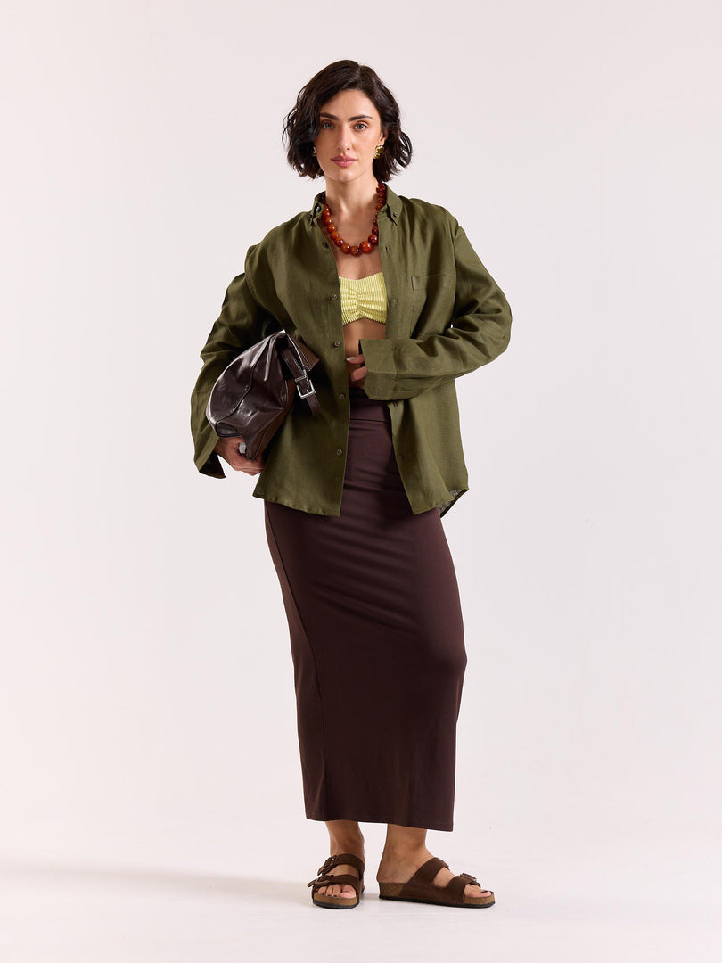 Olive Irish Linen Shirt